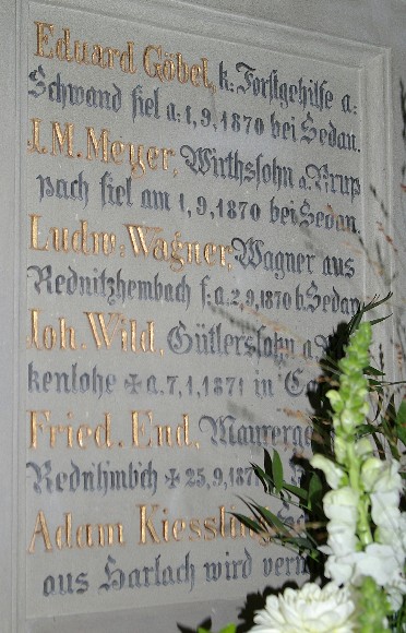 Inschrift 70/71 in der Kirche